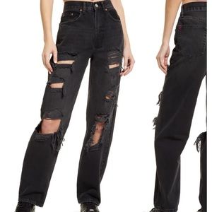 High Rise Black Boyfriend Jeans